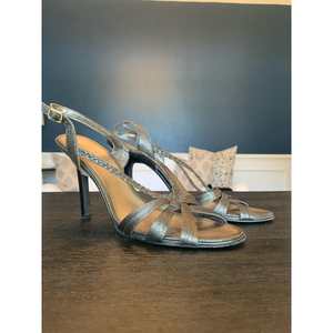 BCBGMaxazria Women’s Miakos Braided Pewter Sandals‎ Heels shoes size 9